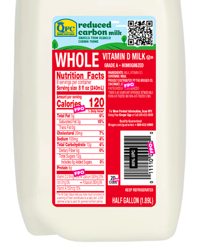 Reduced Carbon Milk label