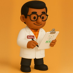 Cartoon Scientist holding clip board