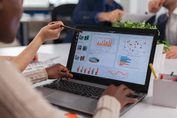carbon inventory science with laptop and charts
